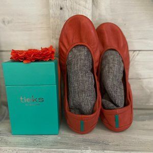 Tangerine full grain leather Tieks size 10